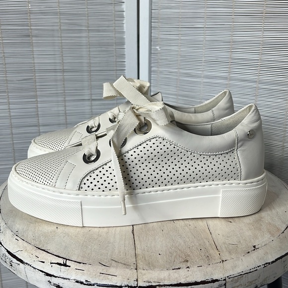 AGL leather perforated platform sneakers 37 7 - Picture 5 of 14